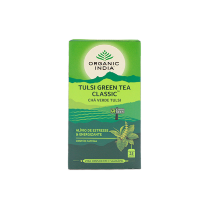 Chá Tulsi Verde Classic Organic India 25 Sachês (BR)