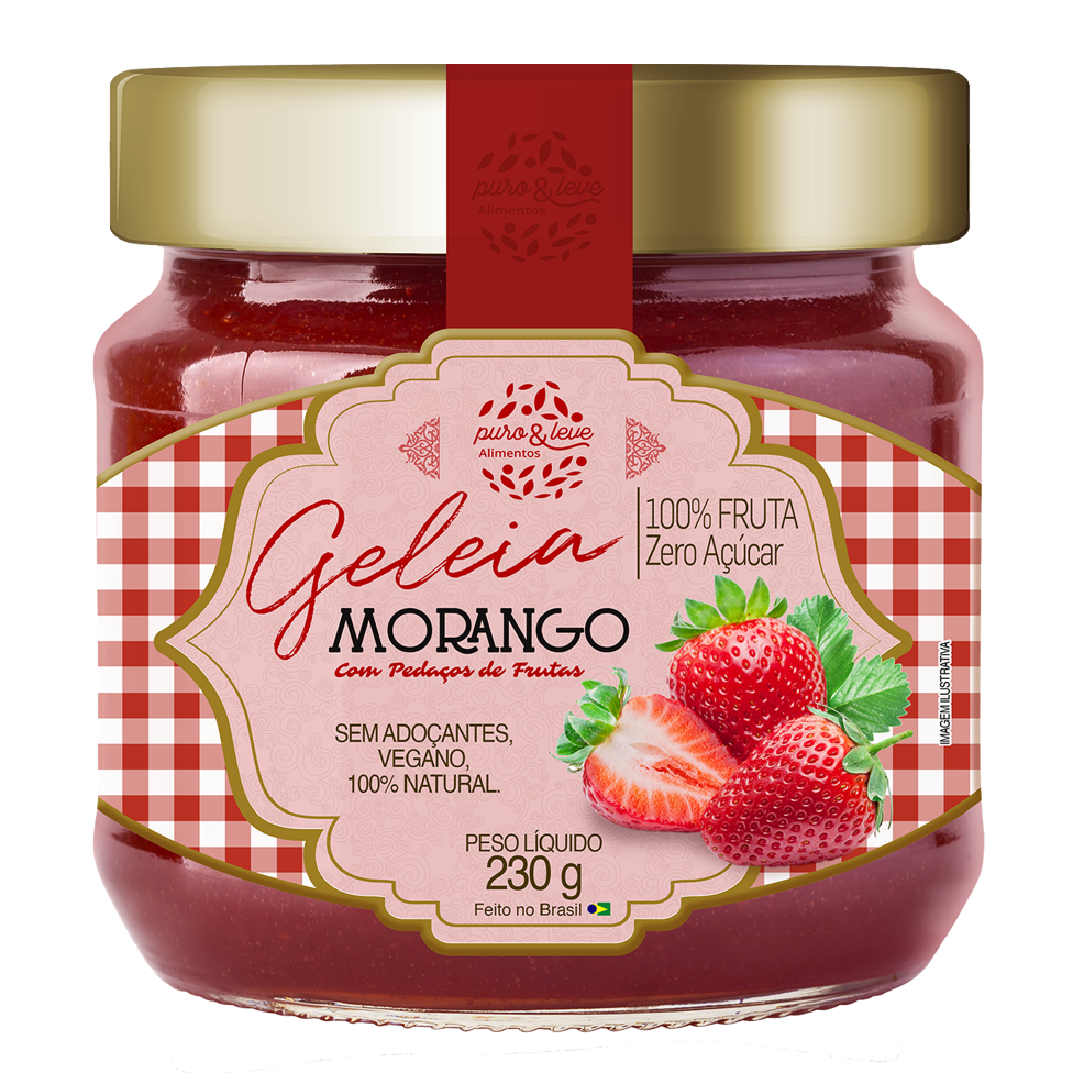 Geléia de Morango 230g Sem açúcar Puro & Leve (BR) Mercato Verde