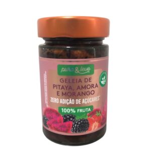 Geléia de Pitaya, Amora e Morango 230g Sem açúcar Puro & Leve